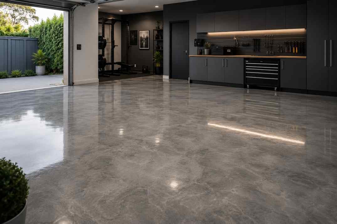 Garage Epoxy Flooring Ideas for Brisbane Homes (2026 Inspiration Guide) 3 Decorative Concrete Effect