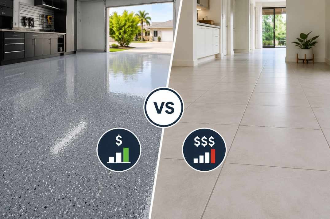 Epoxy Flooring Cost In Gold Coast Per Square Metre (2026 Price Guide) 3 Epoxy vs Tiling A Real Cost Comparison for Gold Coast Homes