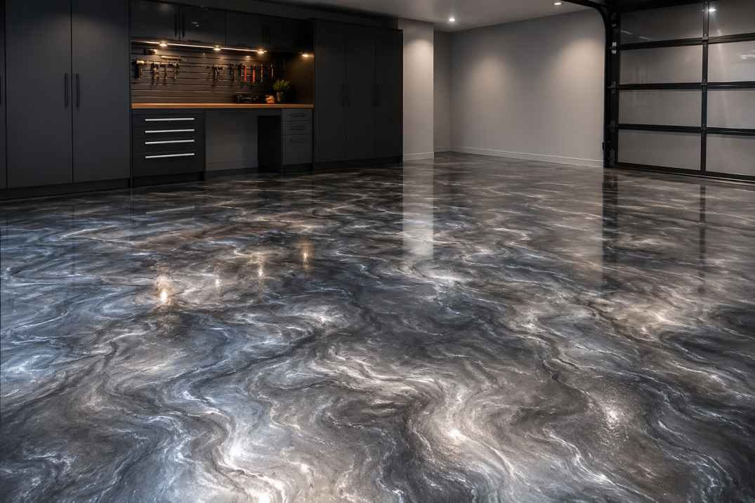 Garage Flooring Options for Logan City Homes: Full Comparison 3 Metallic Epoxy The Premium Upgrade