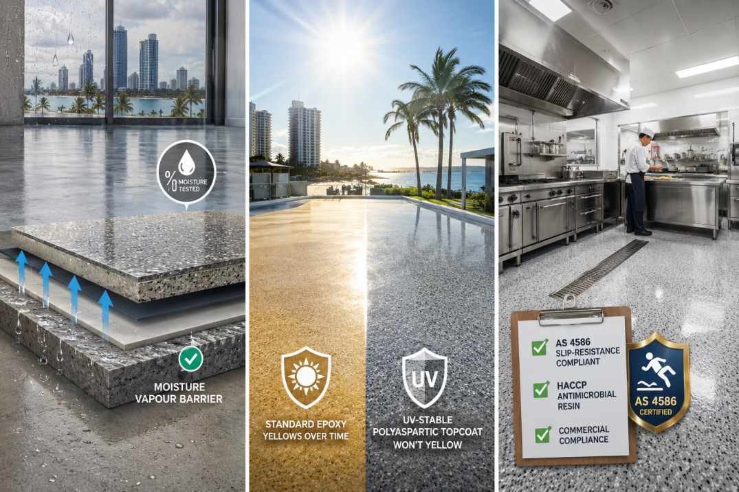 Epoxy Flooring Cost In Gold Coast Per Square Metre (2026 Price Guide) 2 Why Gold Coast Conditions Push Pricing the Way They Do