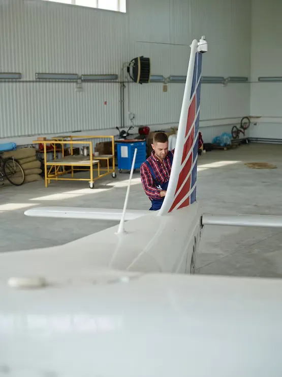 engineer working with airplane 1098